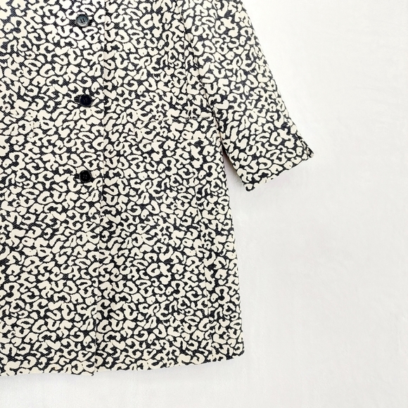 Ann Taylor White/Black Leopard Print Stand Collar Coat Jacket Z9 - Picture 3 of 9